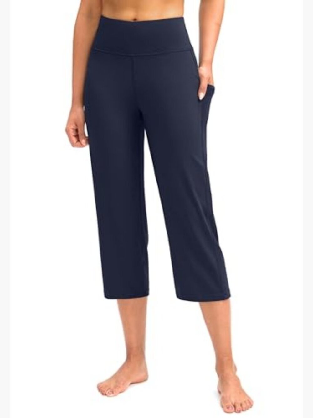 High Waist Capri Yoga Pants with Pockets Tummy Control Women's Athletic